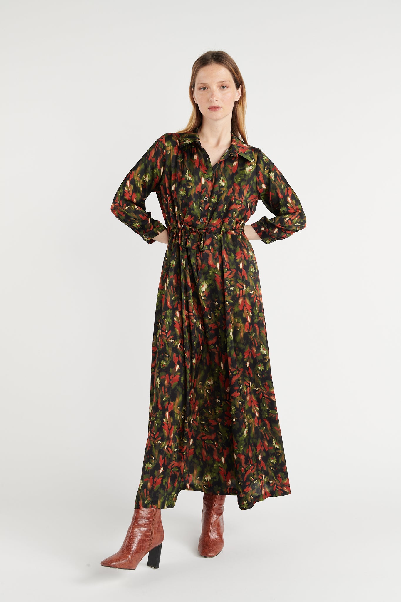 ROBE LONGUE IMPRIMÉE CAMOUFLEUR VERT BRIEUC