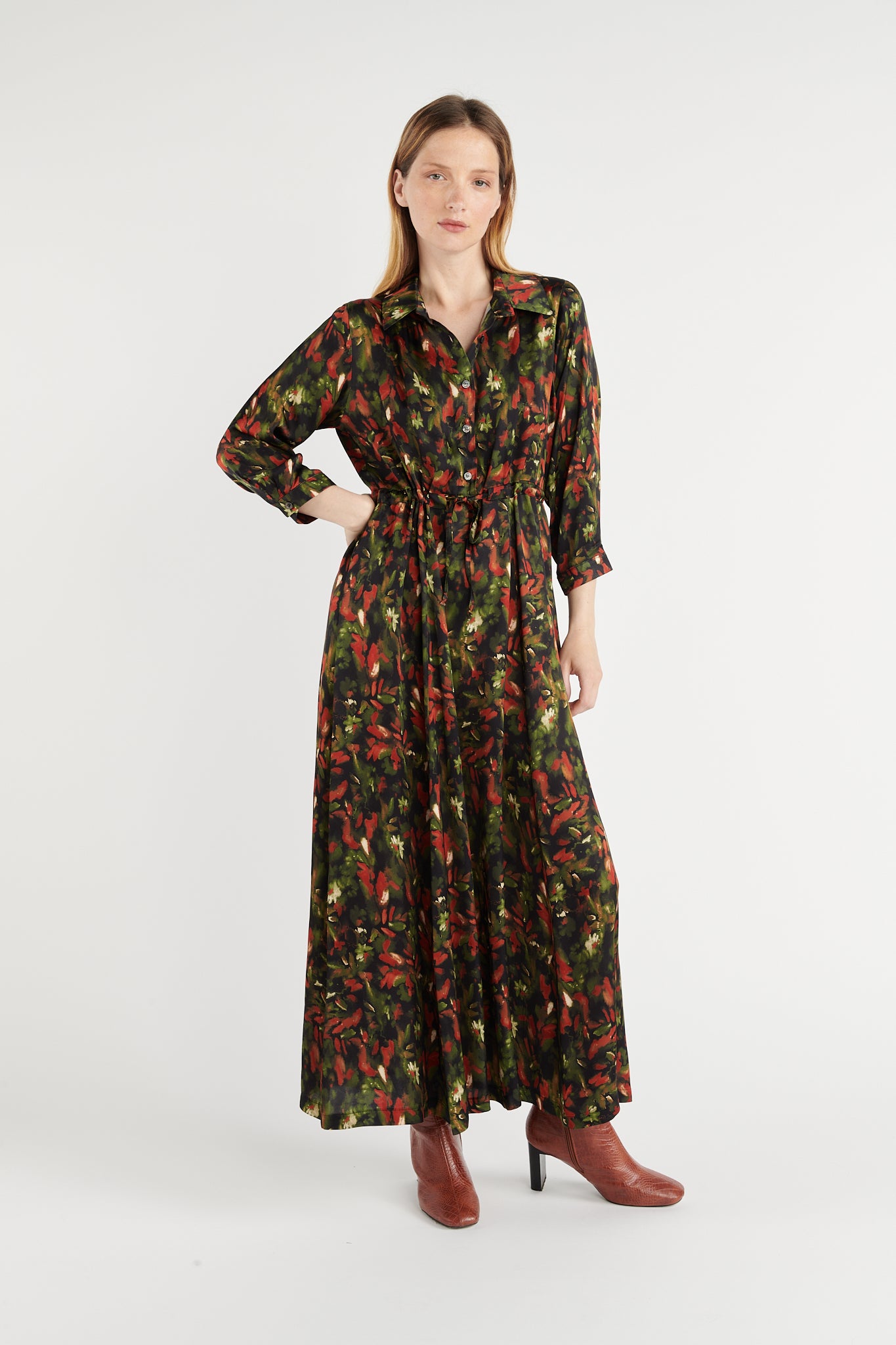 ROBE LONGUE IMPRIMÉE CAMOUFLEUR VERT BRIEUC