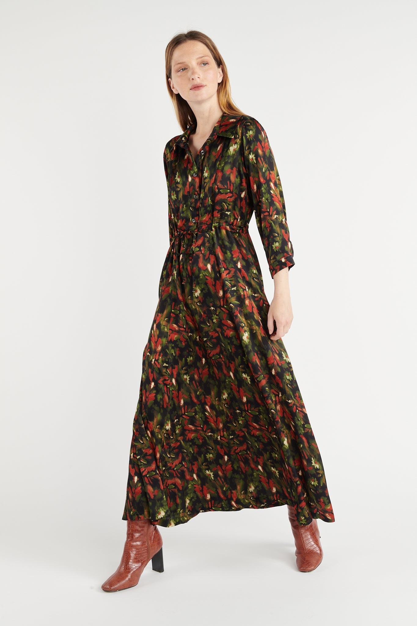 ROBE LONGUE IMPRIMÉE CAMOUFLEUR VERT BRIEUC