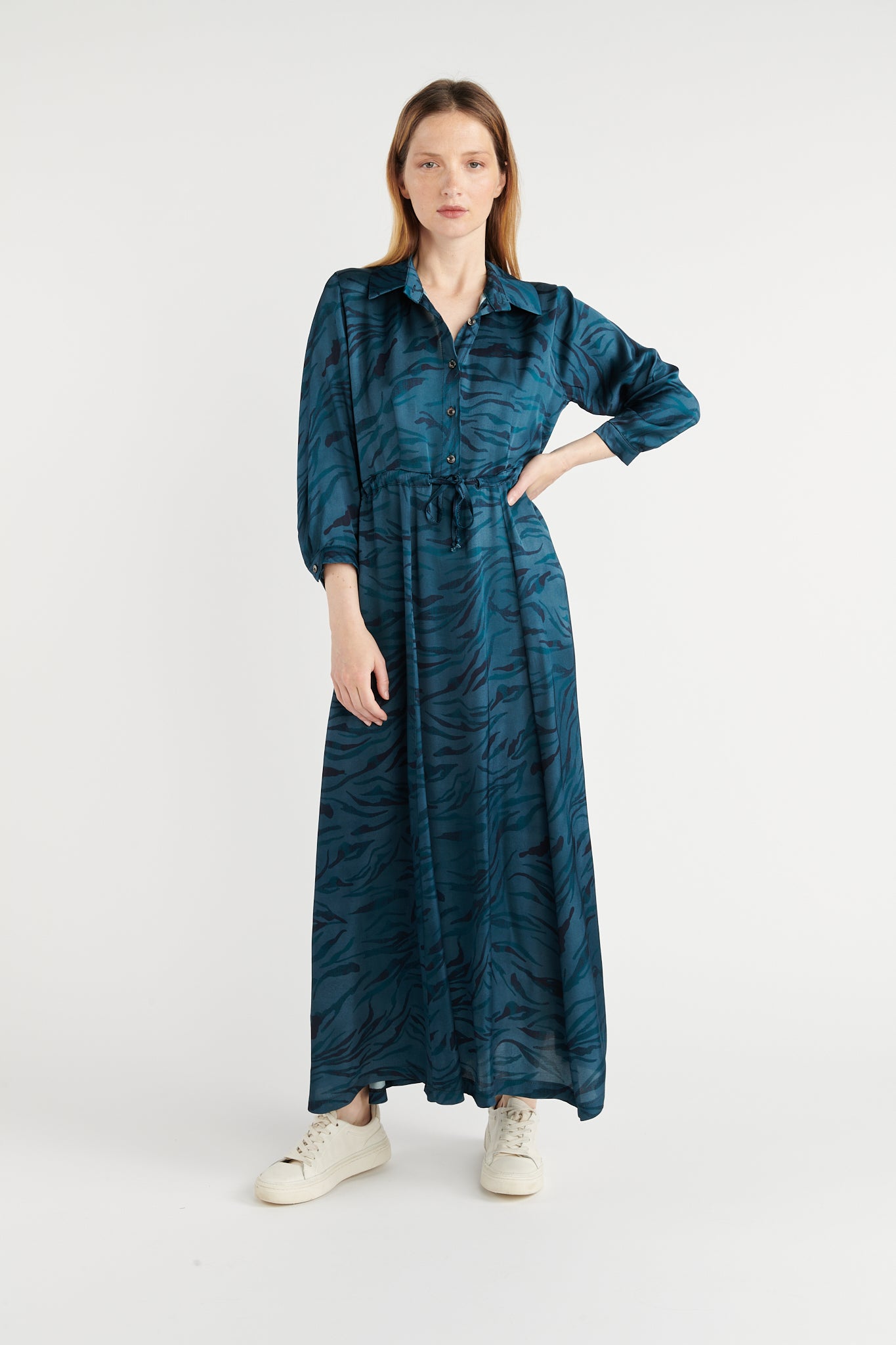 ROBE LONGUE IMPRIMÉE WAVE DENIM BRIEUC