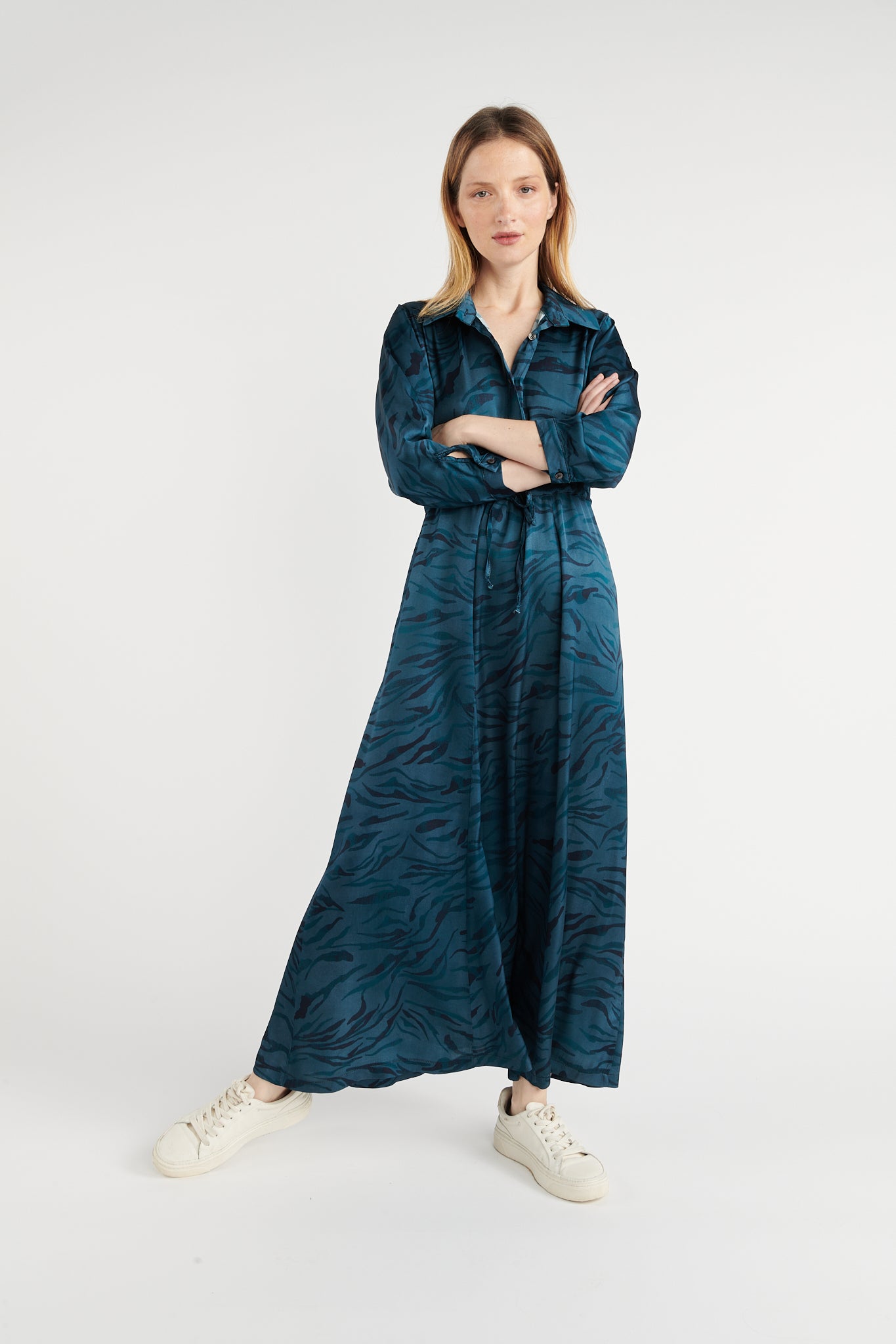 ROBE LONGUE IMPRIMÉE WAVE DENIM BRIEUC