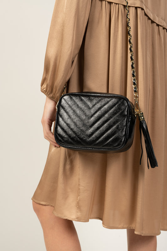SMALL BLACK CHICAGO QUILTED BAG