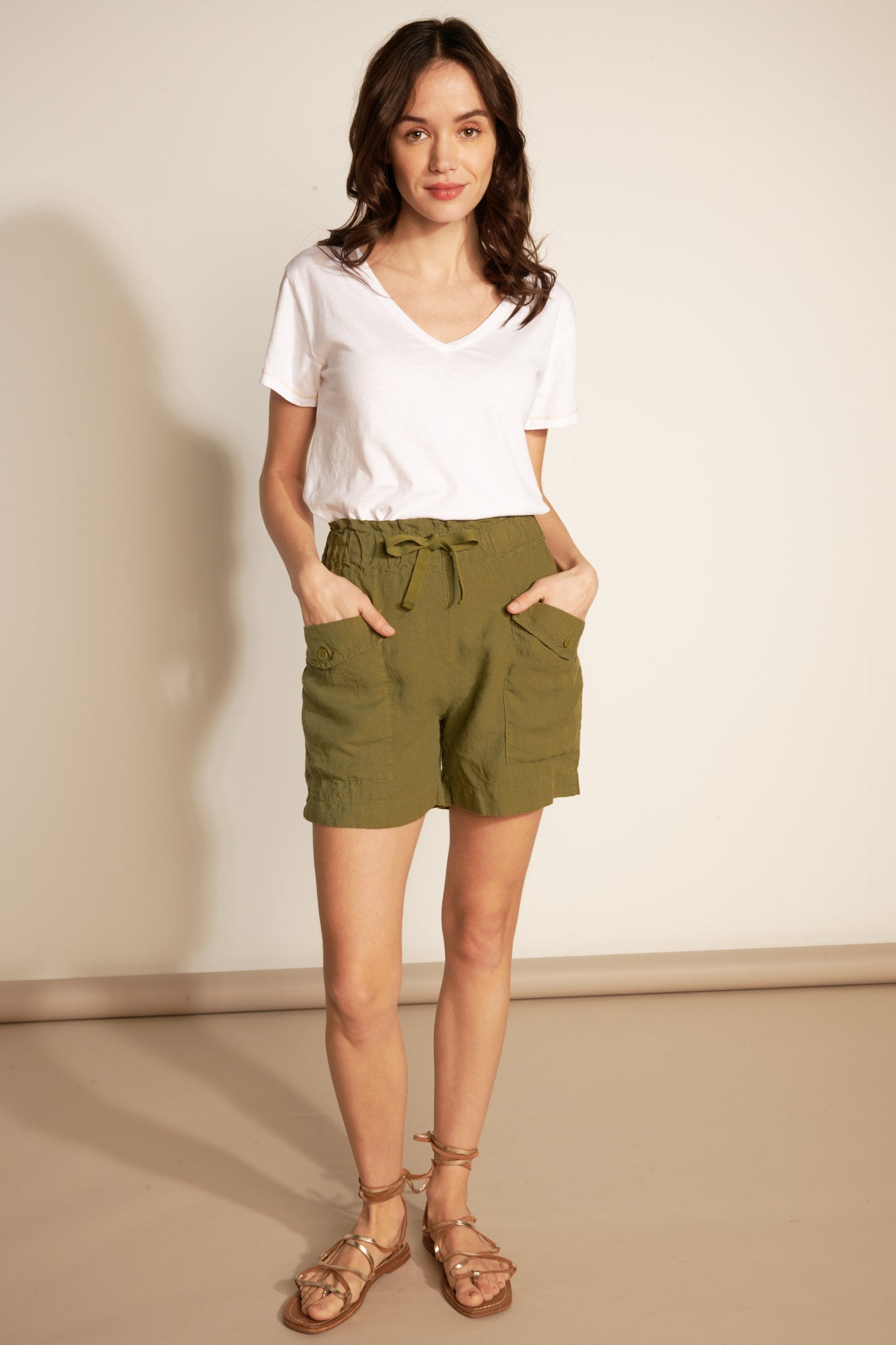 SHORT EN LIN ALIDOR KAKI