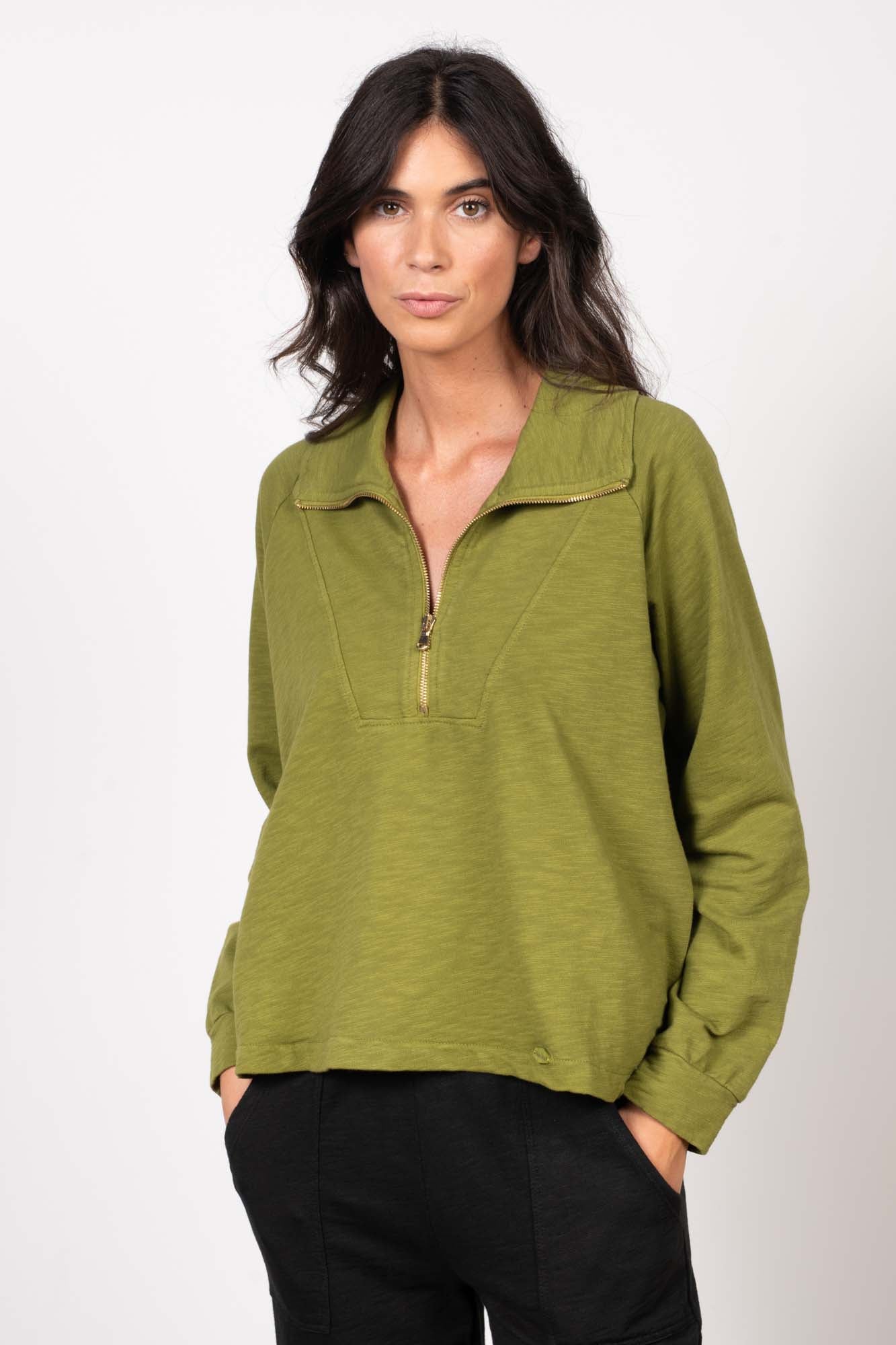 SWEAT COTON ORGANIQUE ROBIN GOLD OLIVE