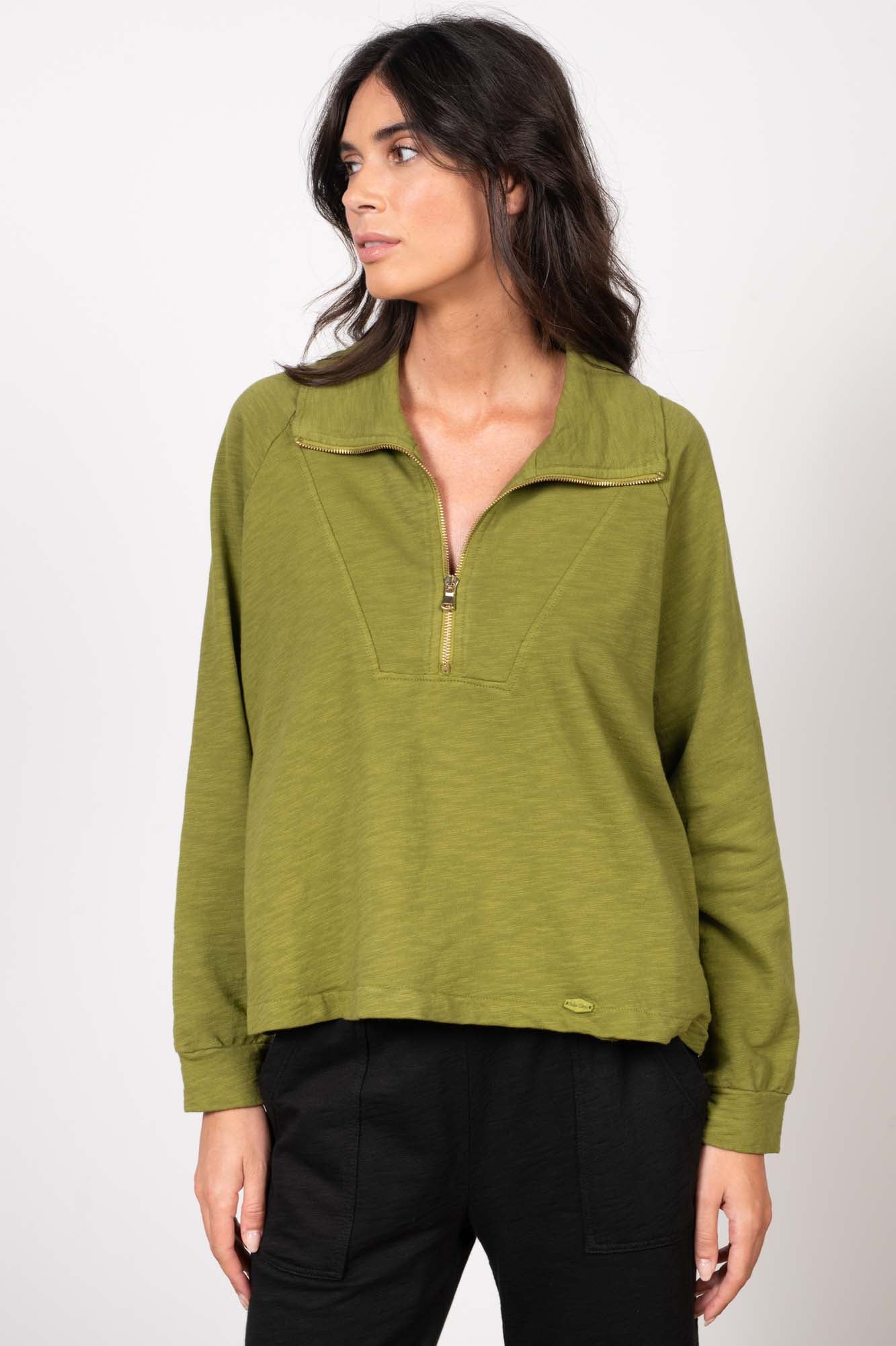 SWEAT COTON ORGANIQUE ROBIN GOLD OLIVE