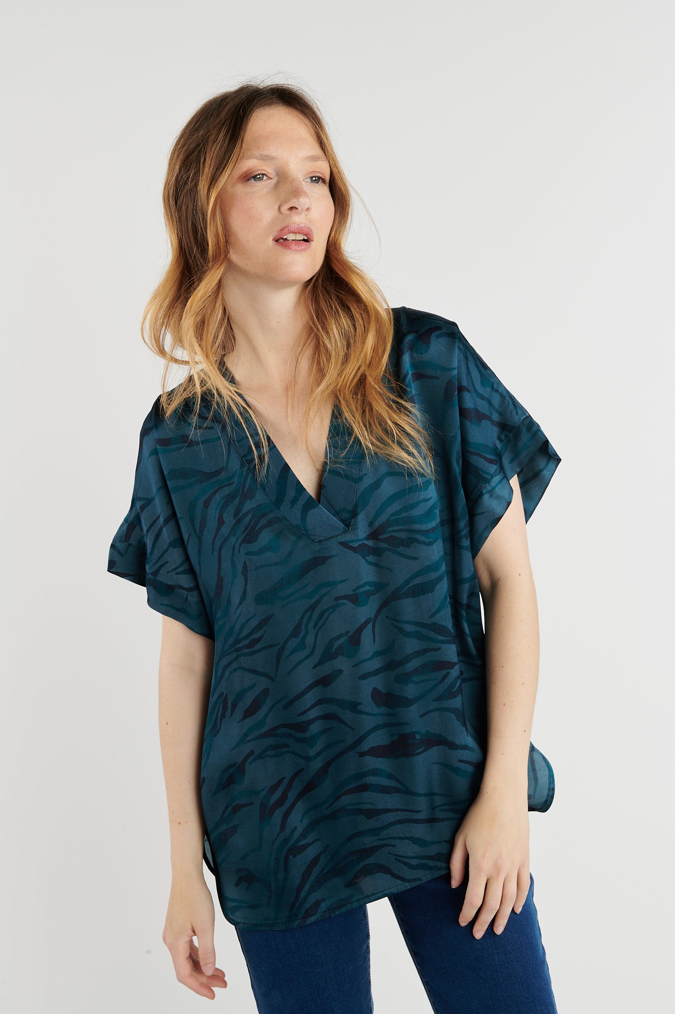 TOP IMPRIMÉ WAVE DENIM BASILINE