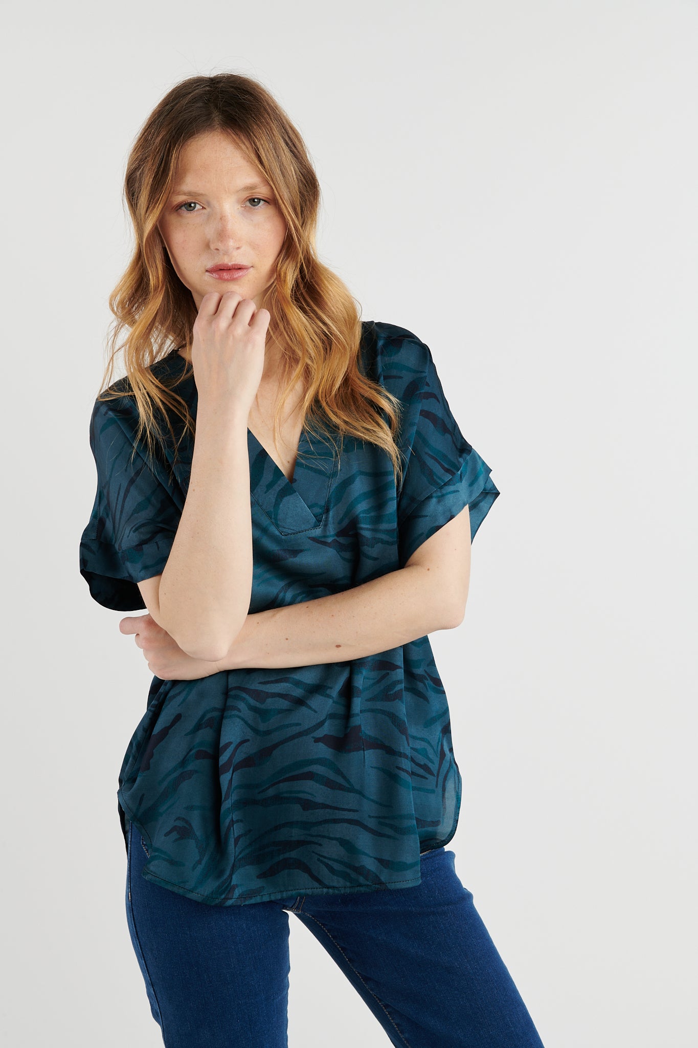 TOP IMPRIMÉ WAVE DENIM BASILINE