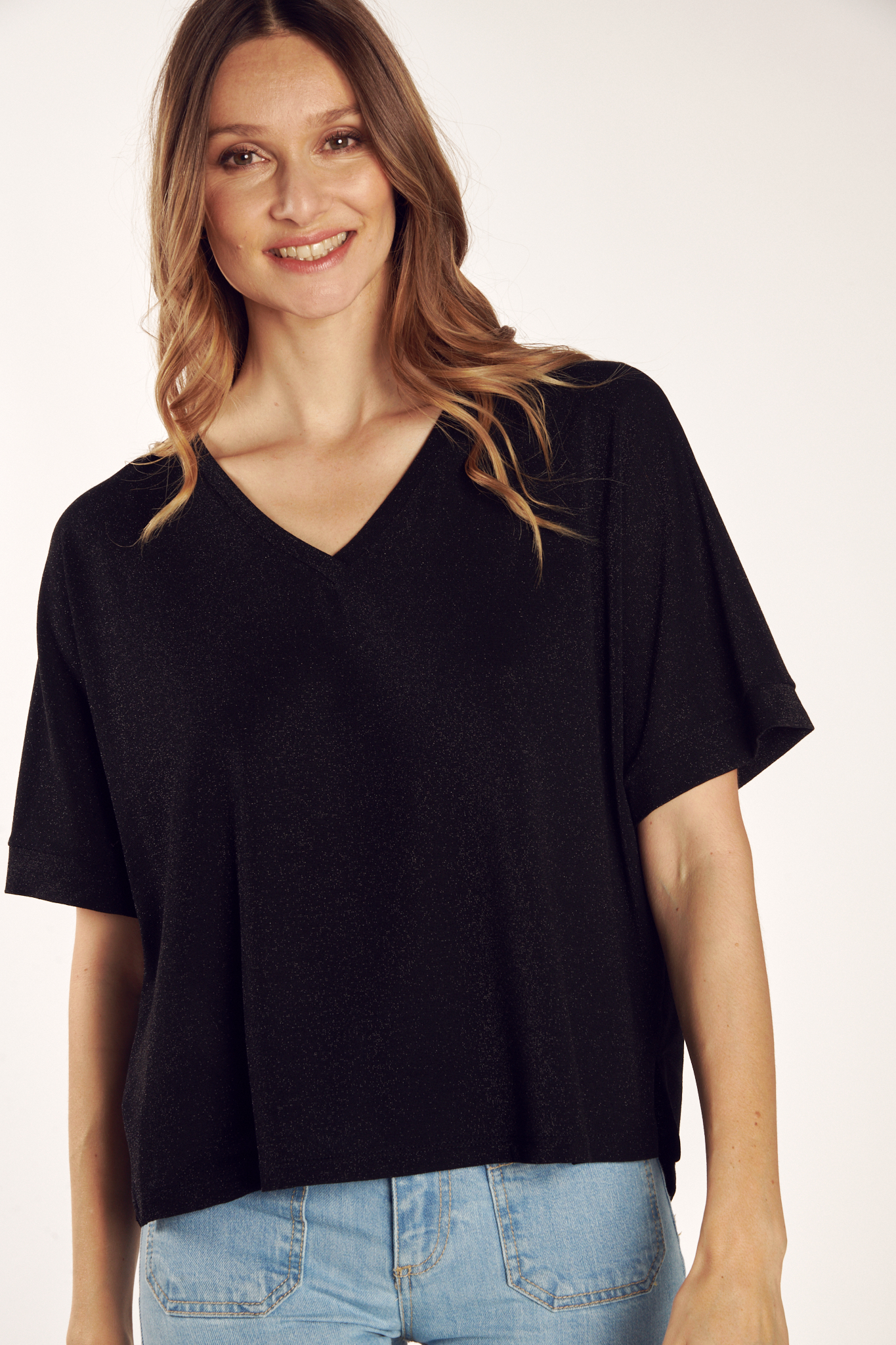 TOP AMPLE LUREX CARLITO NOIR