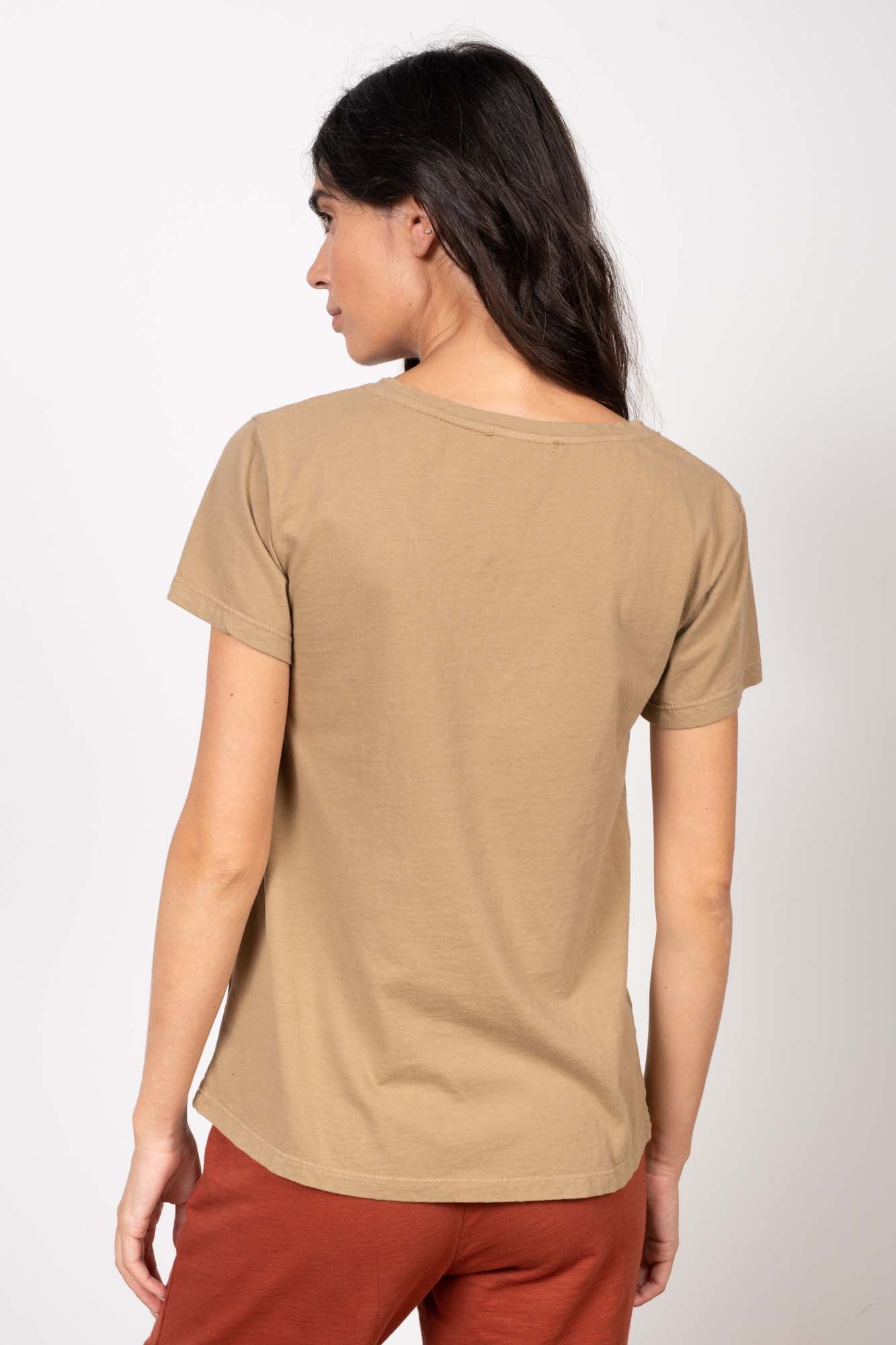 T-SHIRT COL V MANCHES COURTES AMAURY CAMEL