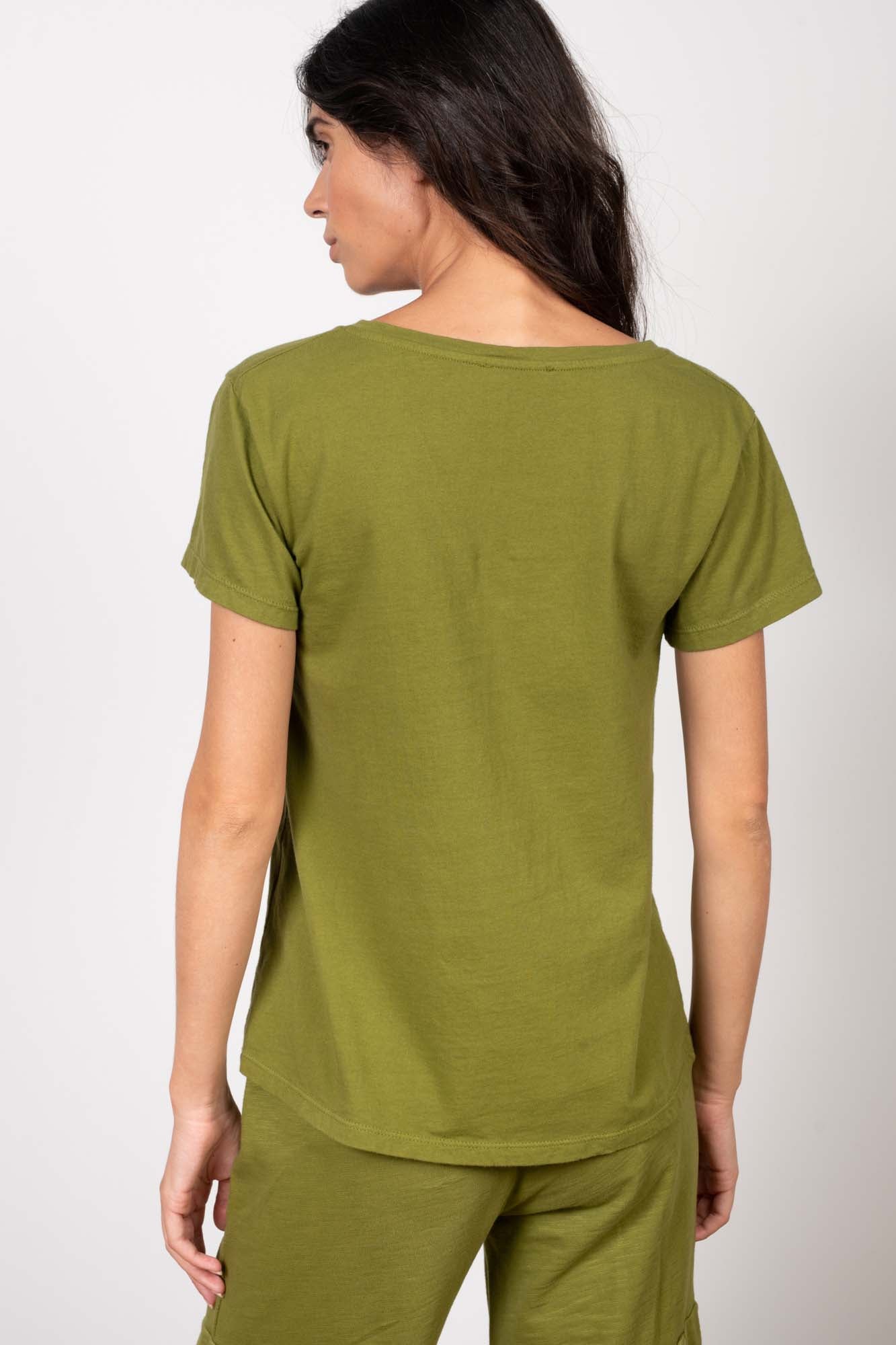 T-SHIRT COL V MANCHES COURTES AMAURY GOLD OLIVE