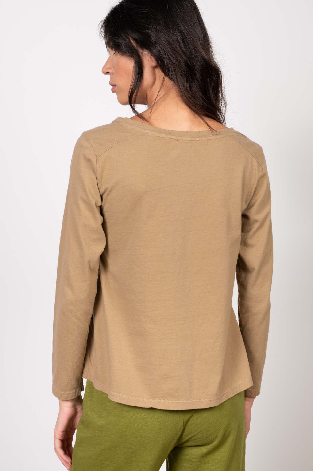 T-SHIRT COL ROND MANCHES LONGUES GARANCE CAMEL