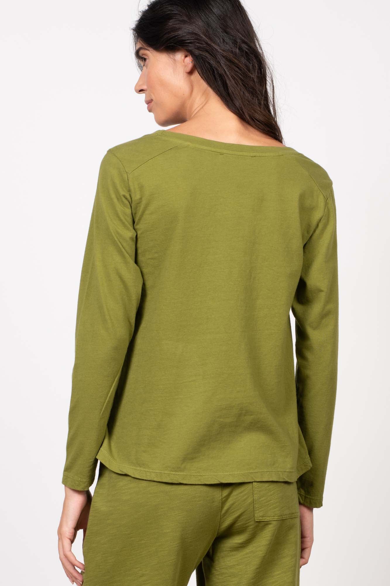 T-SHIRT COL ROND MANCHES LONGUES GARANCE GOLD OLIVE