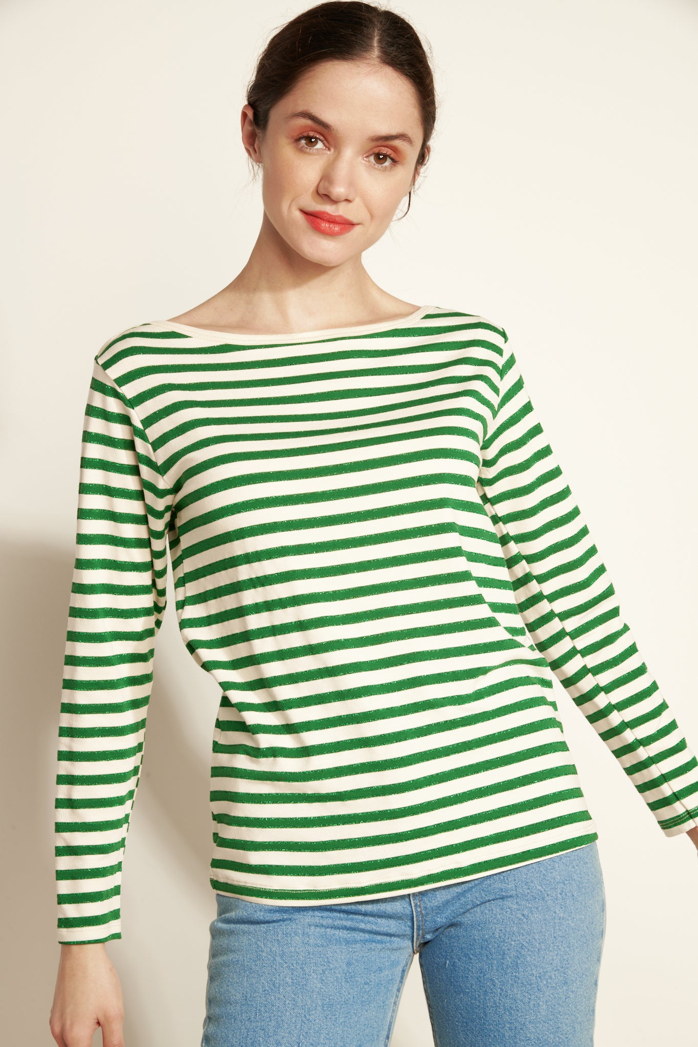 LONG-SLEEVED T-SHIRT MARINIÈRE AUREL GREEN