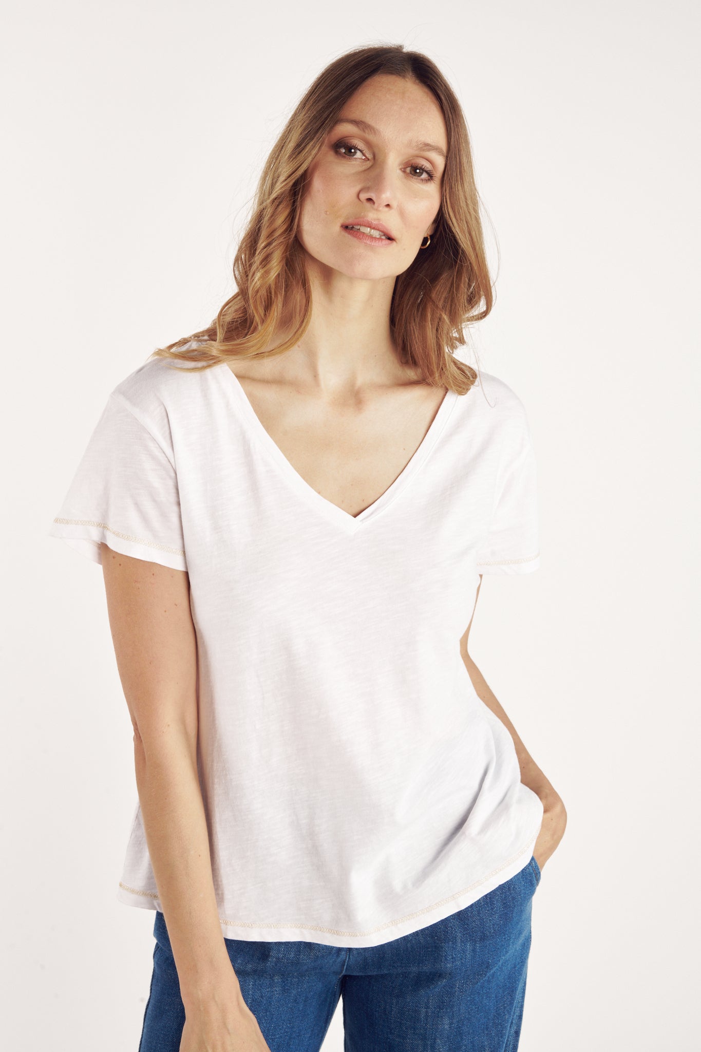 T-SHIRT ANDRE COTON MODAL BLANC