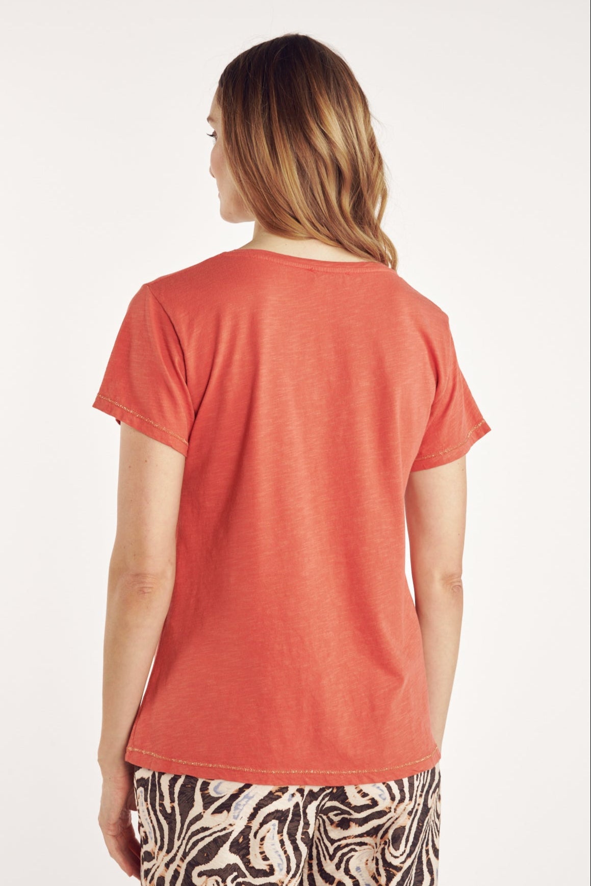 T-SHIRT ANDRE COTON MODAL CORAIL