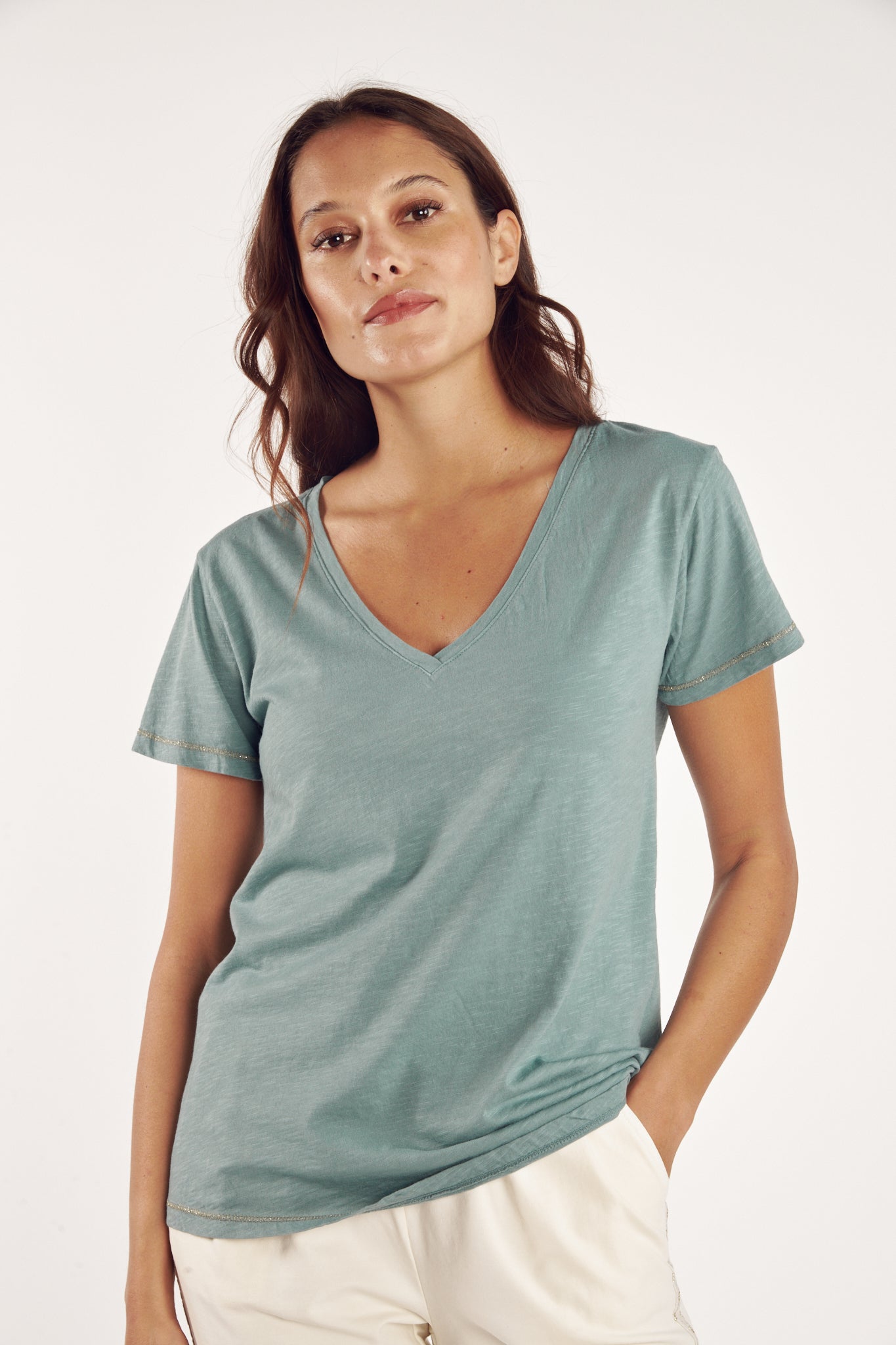 T-SHIRT ANDRE COTON MODAL LAGON