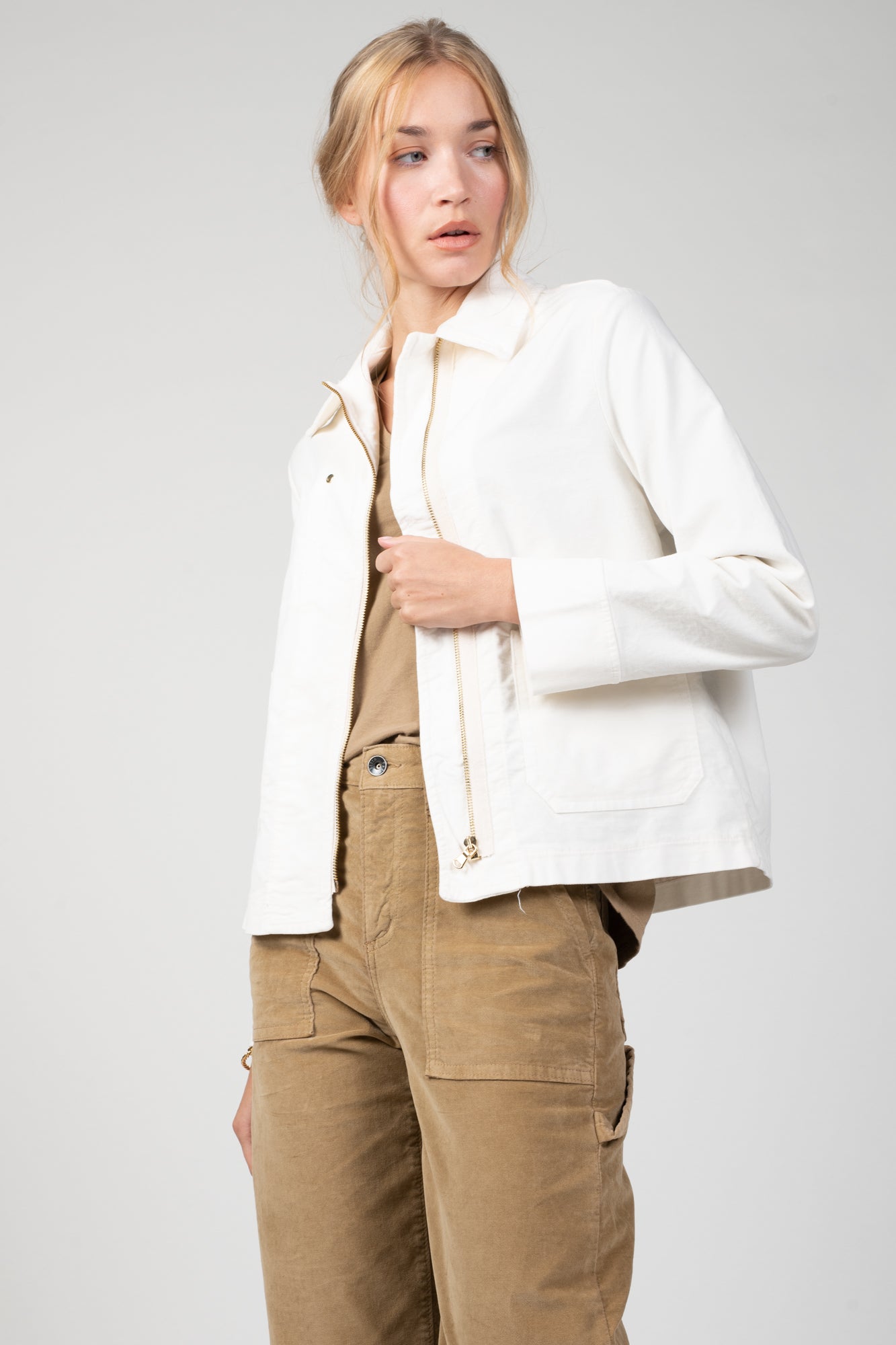 VESTE WORKER VELOURS ANDY NATUREL