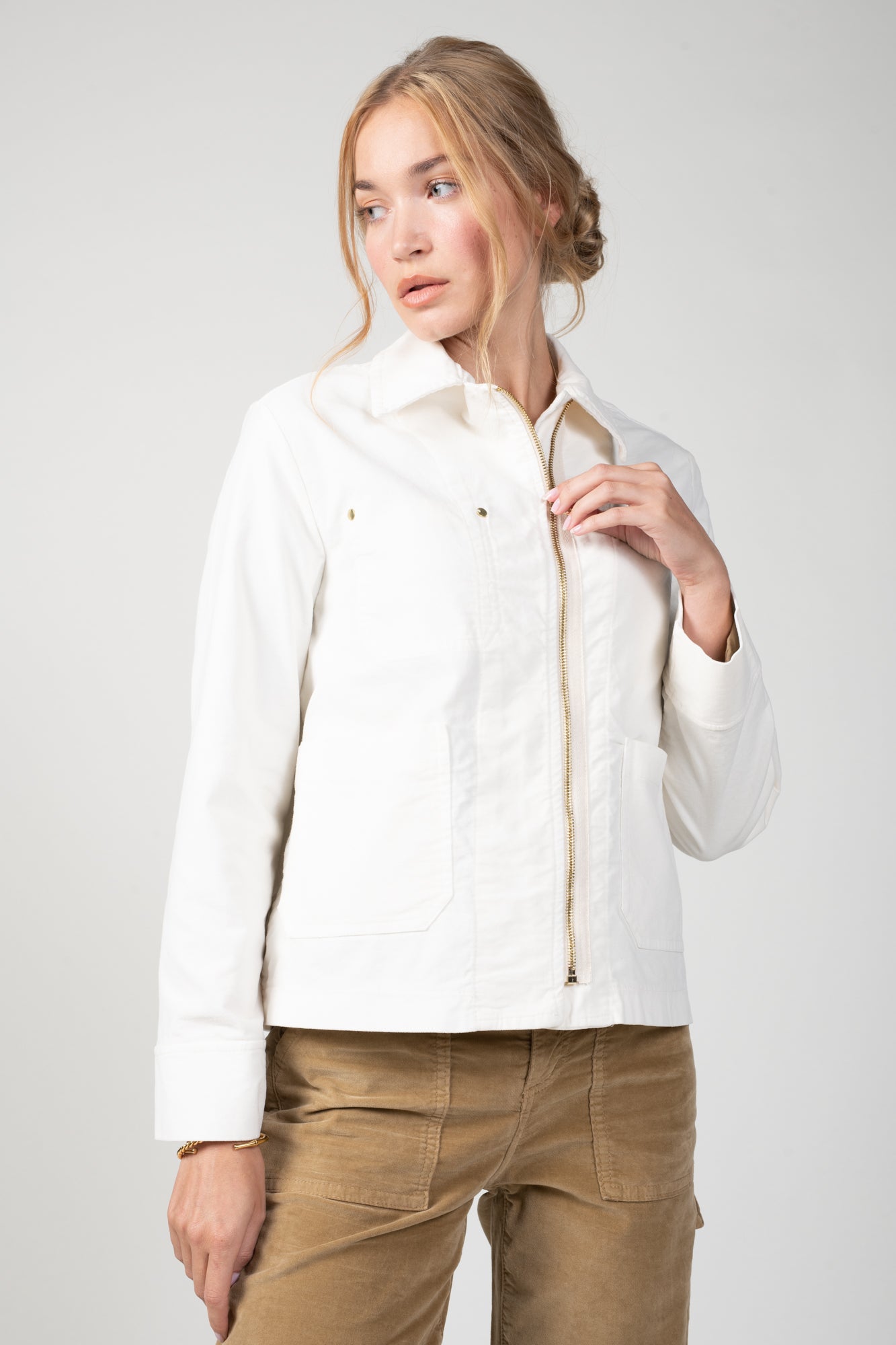 VESTE WORKER VELOURS ANDY NATUREL