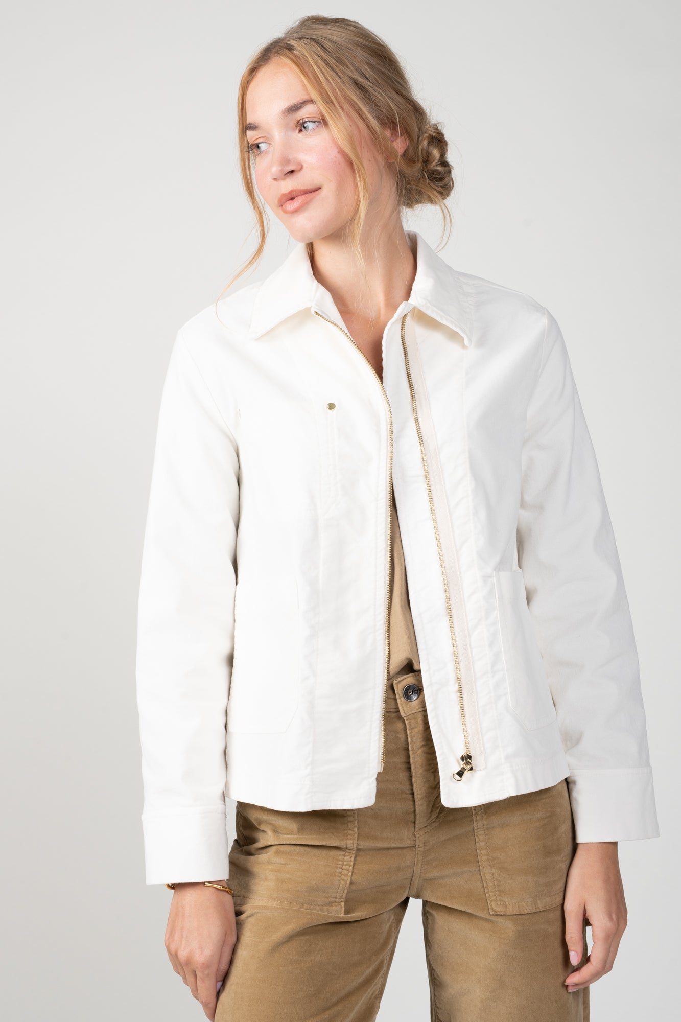 VESTE WORKER VELOURS ANDY NATUREL