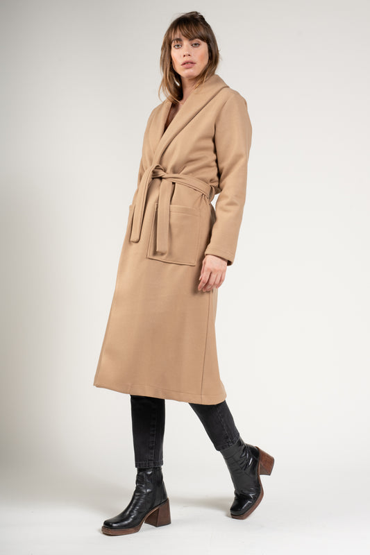 MANTEAU LONG CEINTURE KALVYN CAMEL