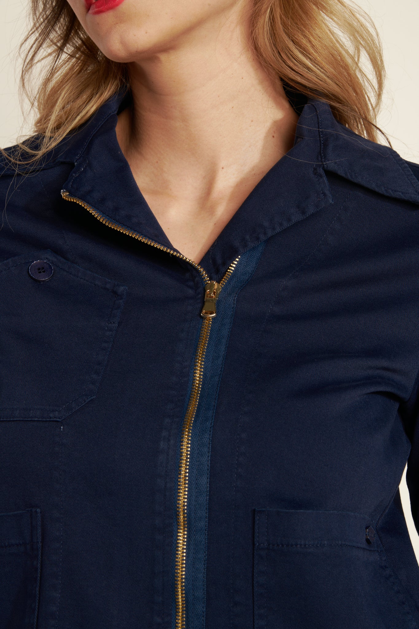 ALINE NAVY ZIPPERED JACKET