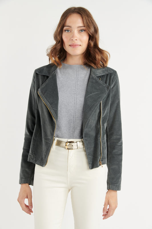 VESTE PERFECTO VELOURS BETSY CARBONE