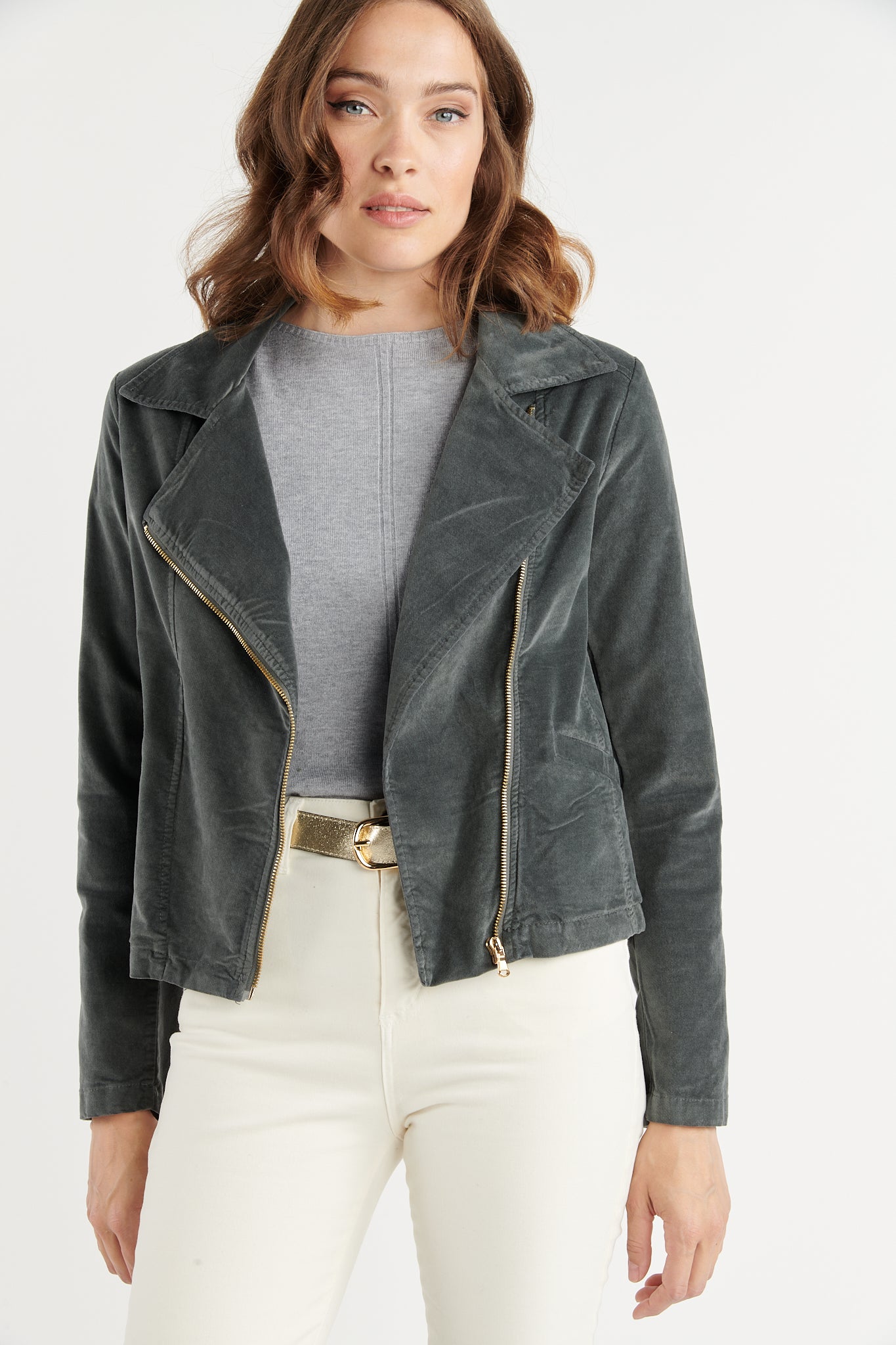 VESTE PERFECTO VELOURS BETSY CARBONE