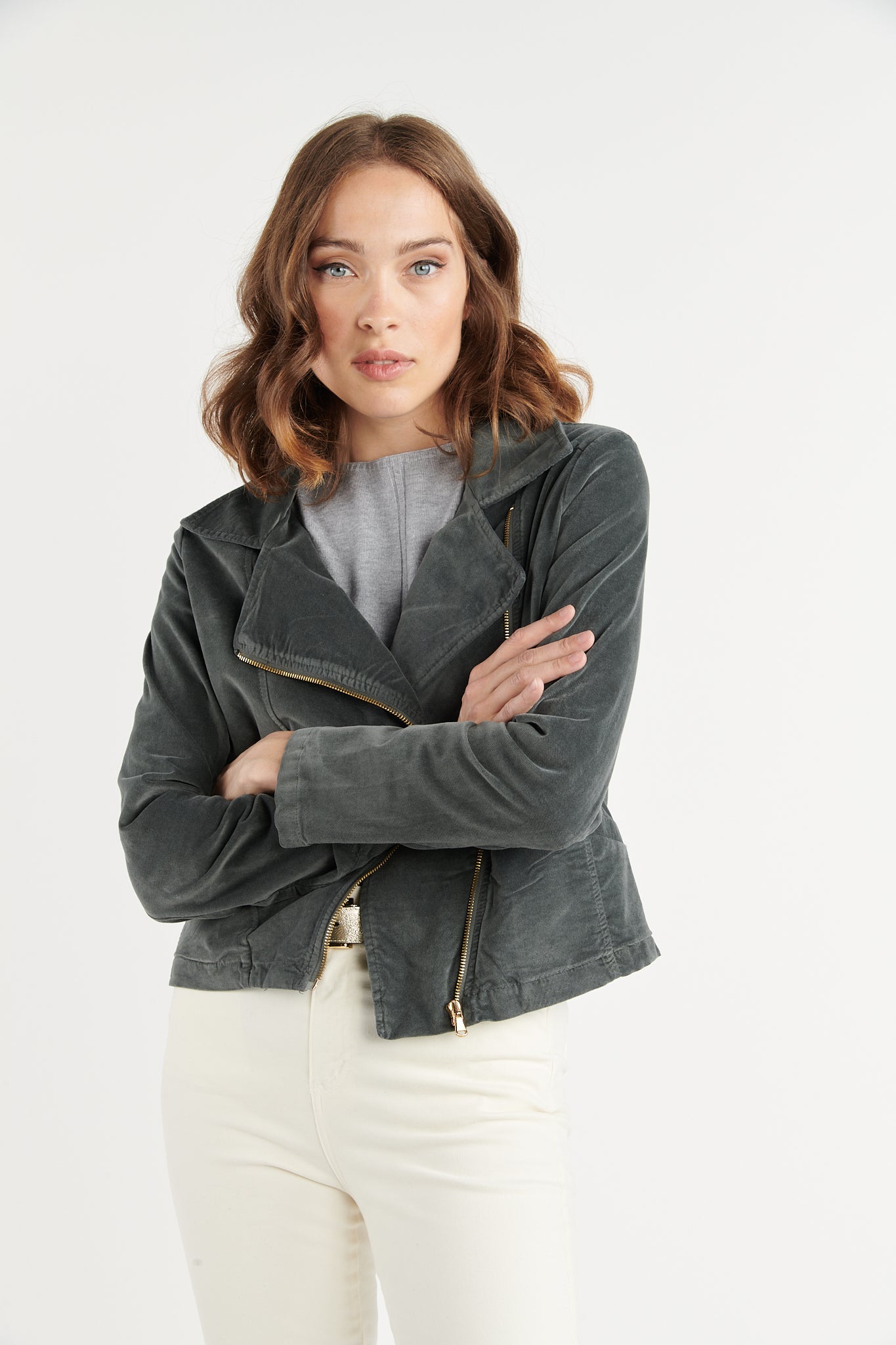 VESTE PERFECTO VELOURS BETSY CARBONE