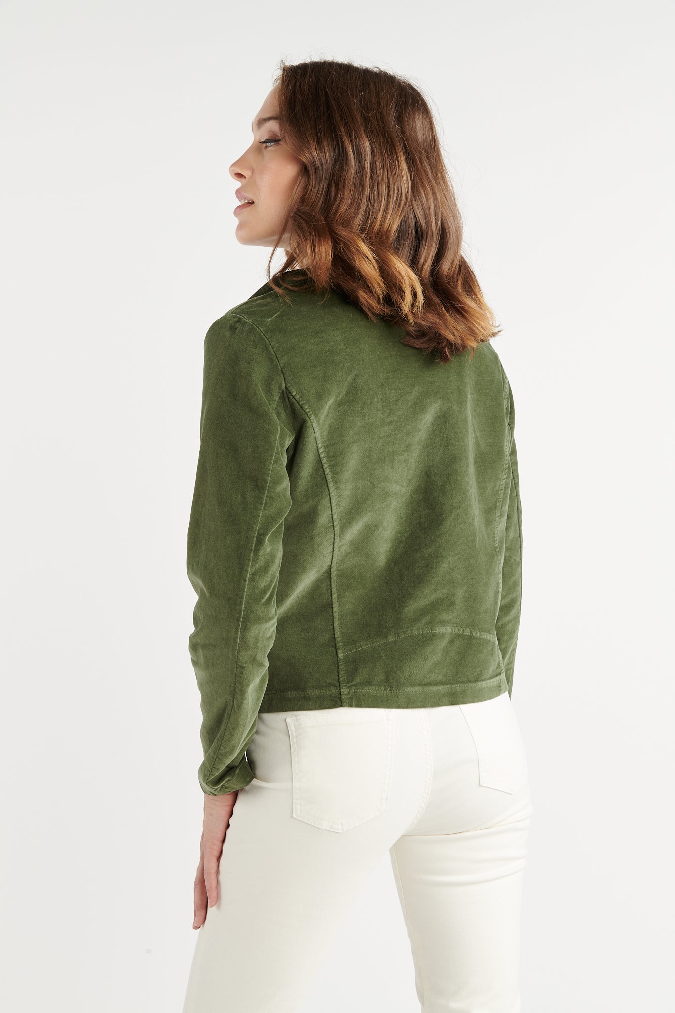 VESTE PERFECTO VELOURS BETSY KAKI