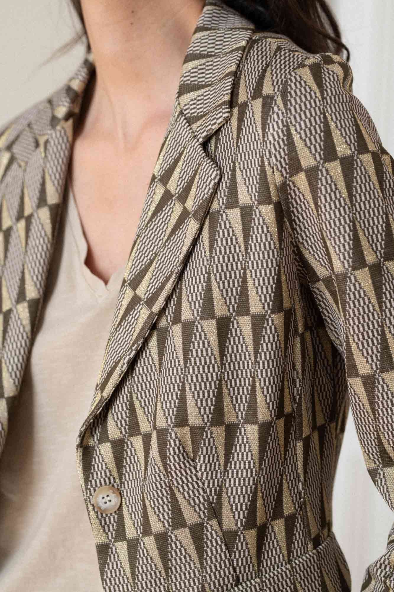 KHAKI JACQUARD PRINT GUSTAVE BLAZER