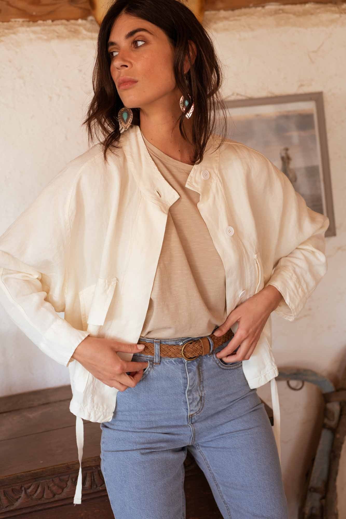 BLOUSON MARTHA OVERSIZE EN LIN NATUREL