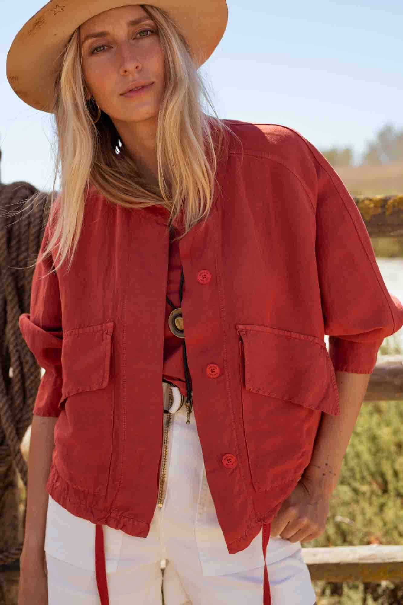 BLOUSON MARTHA OVERSIZE EN LIN TERRACOTTA