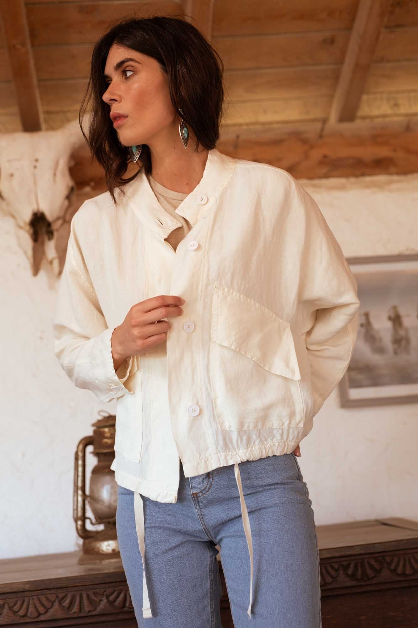 BLOUSON MARTHA OVERSIZE EN LIN NATUREL