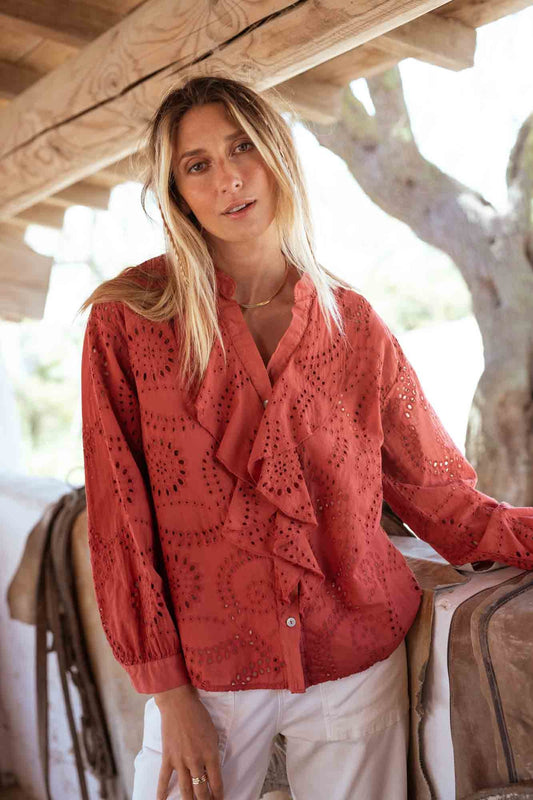 BAYA SHIRT WITH TERRACOTTA EMBROIDERY