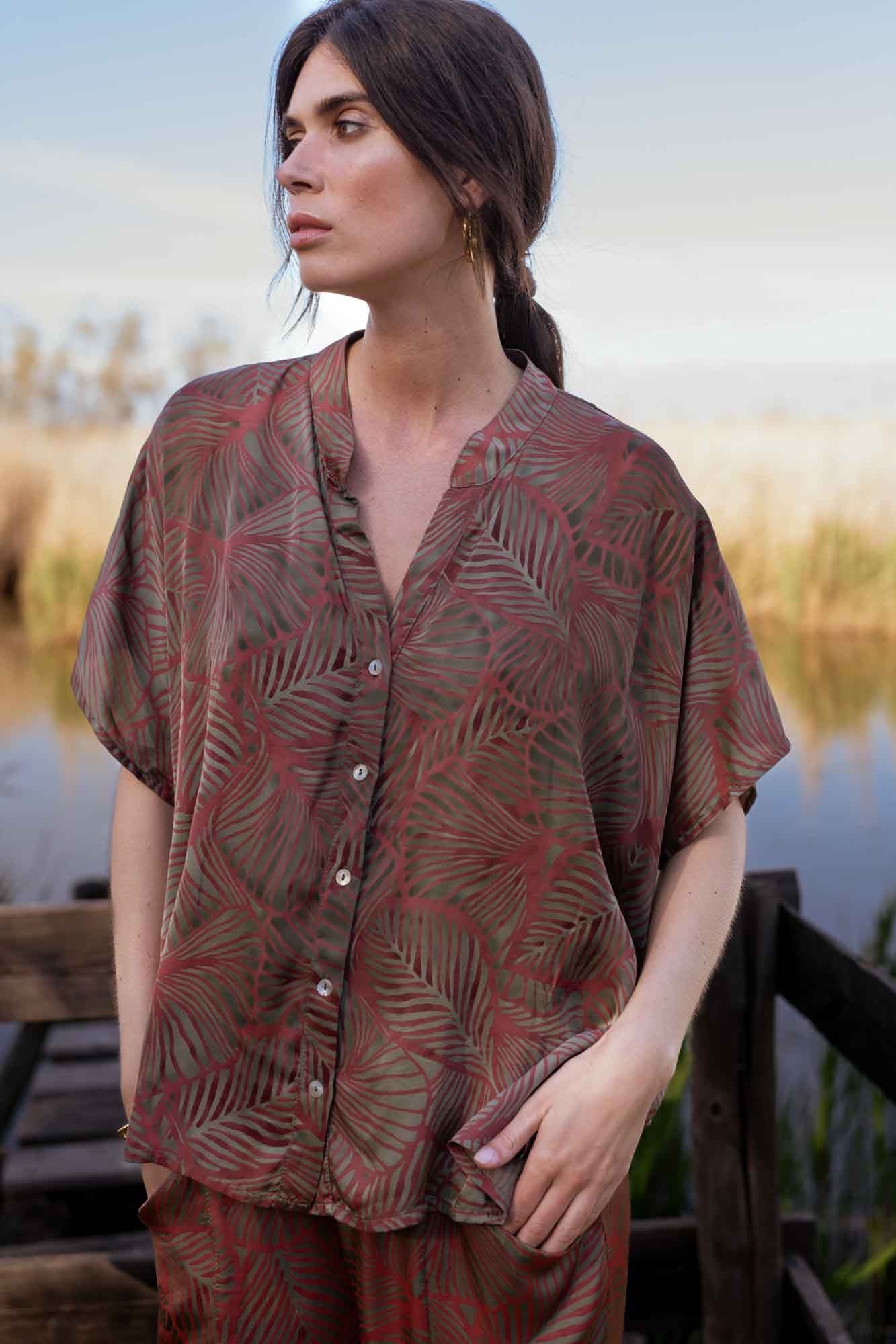 TALLULAH OVERSIZED TERRAKAKI PRINT SHIRT