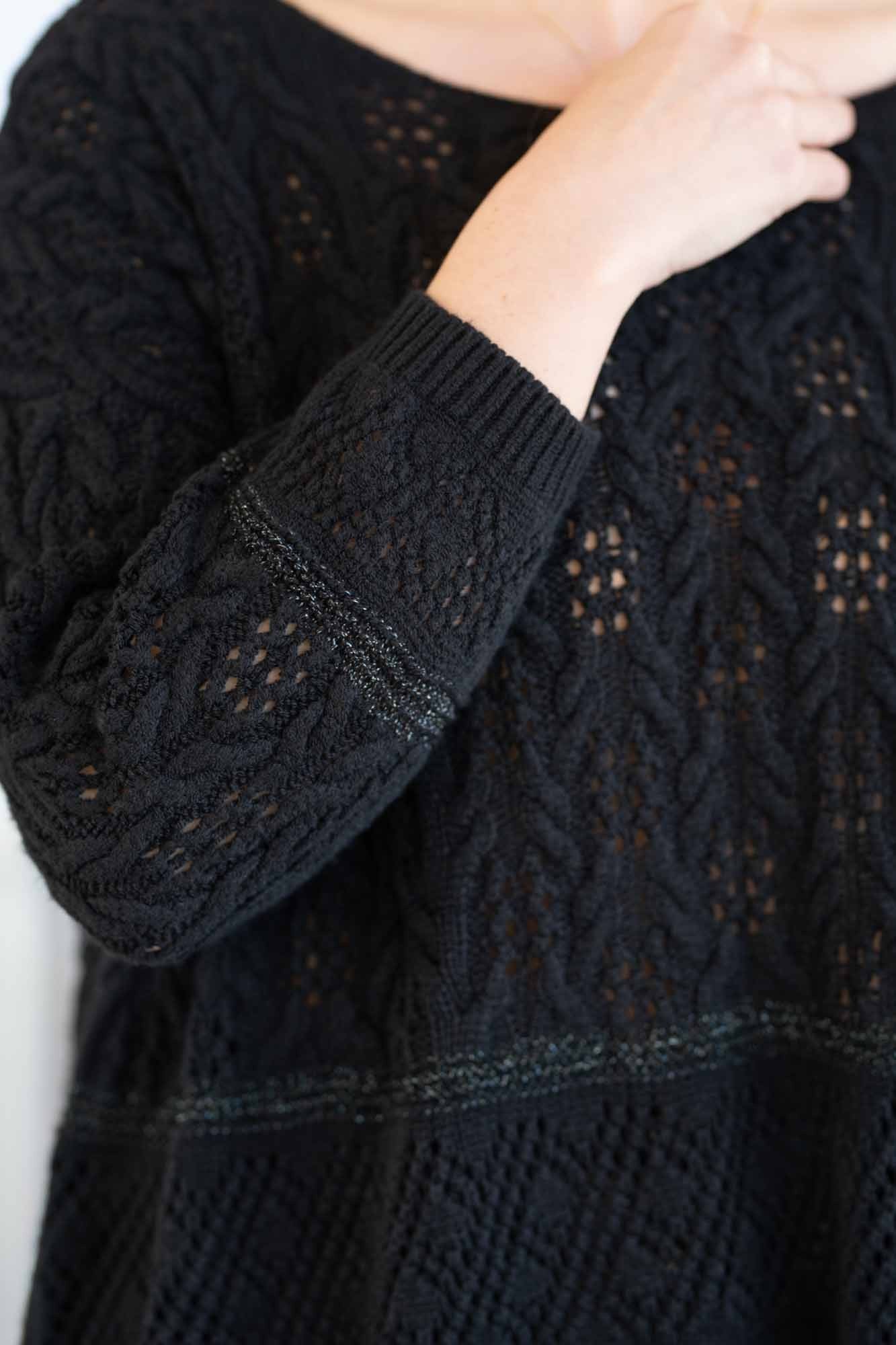 PULL BRUNA CROCHET AJOURÉ NOIR