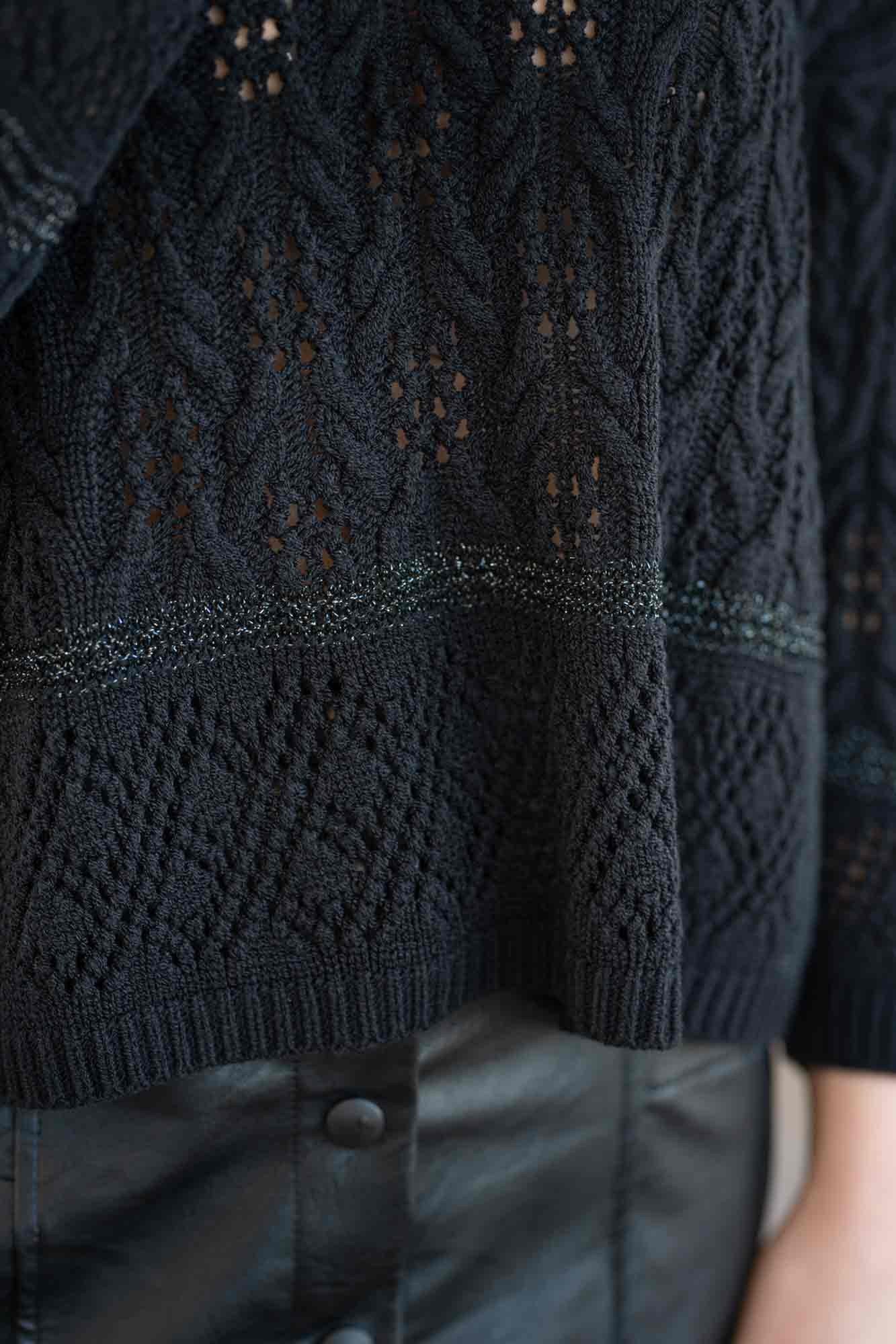 PULL BRUNA CROCHET AJOURÉ NOIR