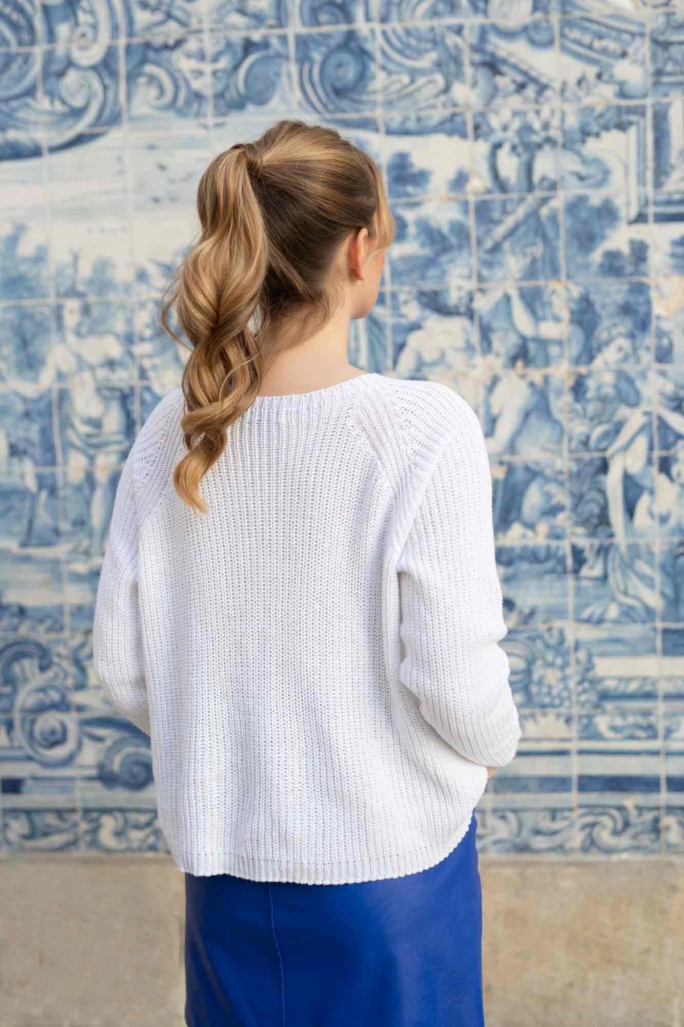 PULL MARINA MAILLE ANGLAISE BLANC