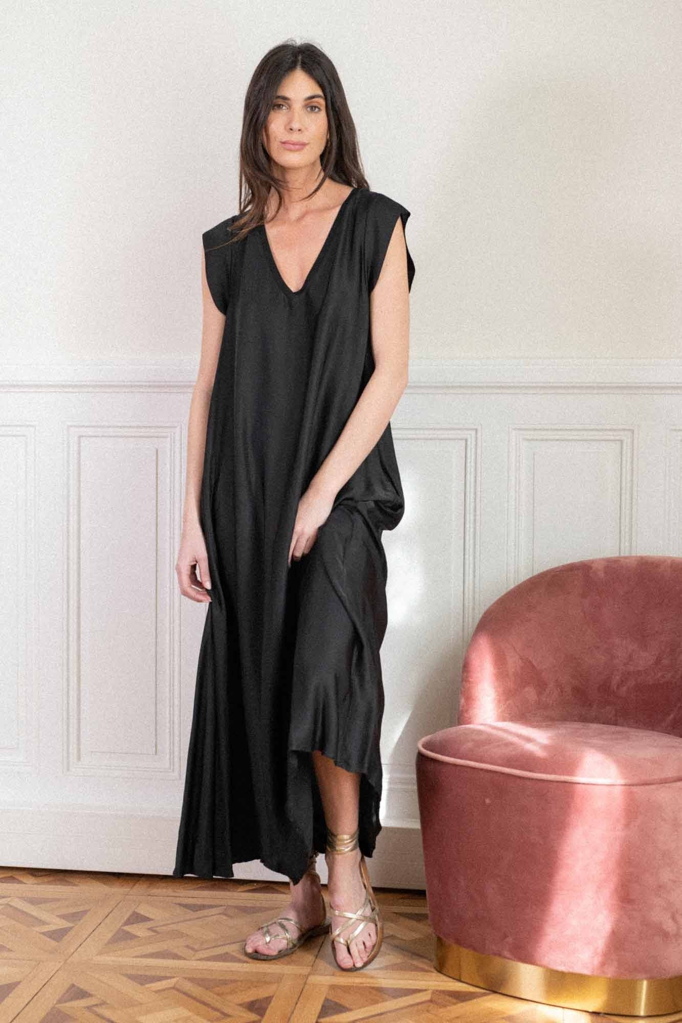 SILVIA BLACK LONG DRESS