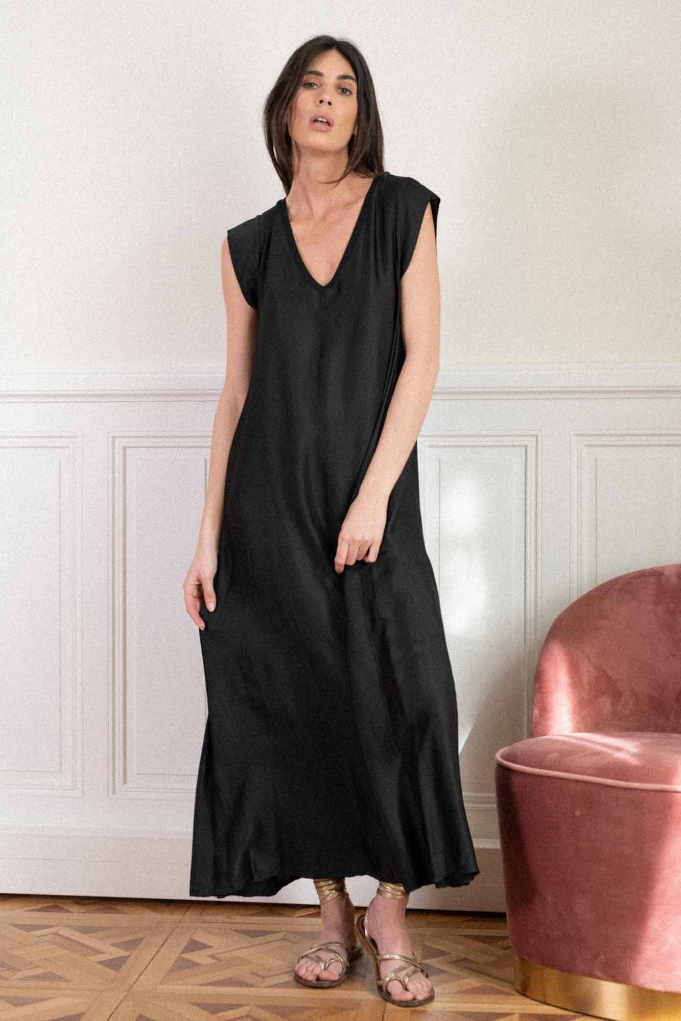 SILVIA BLACK LONG DRESS