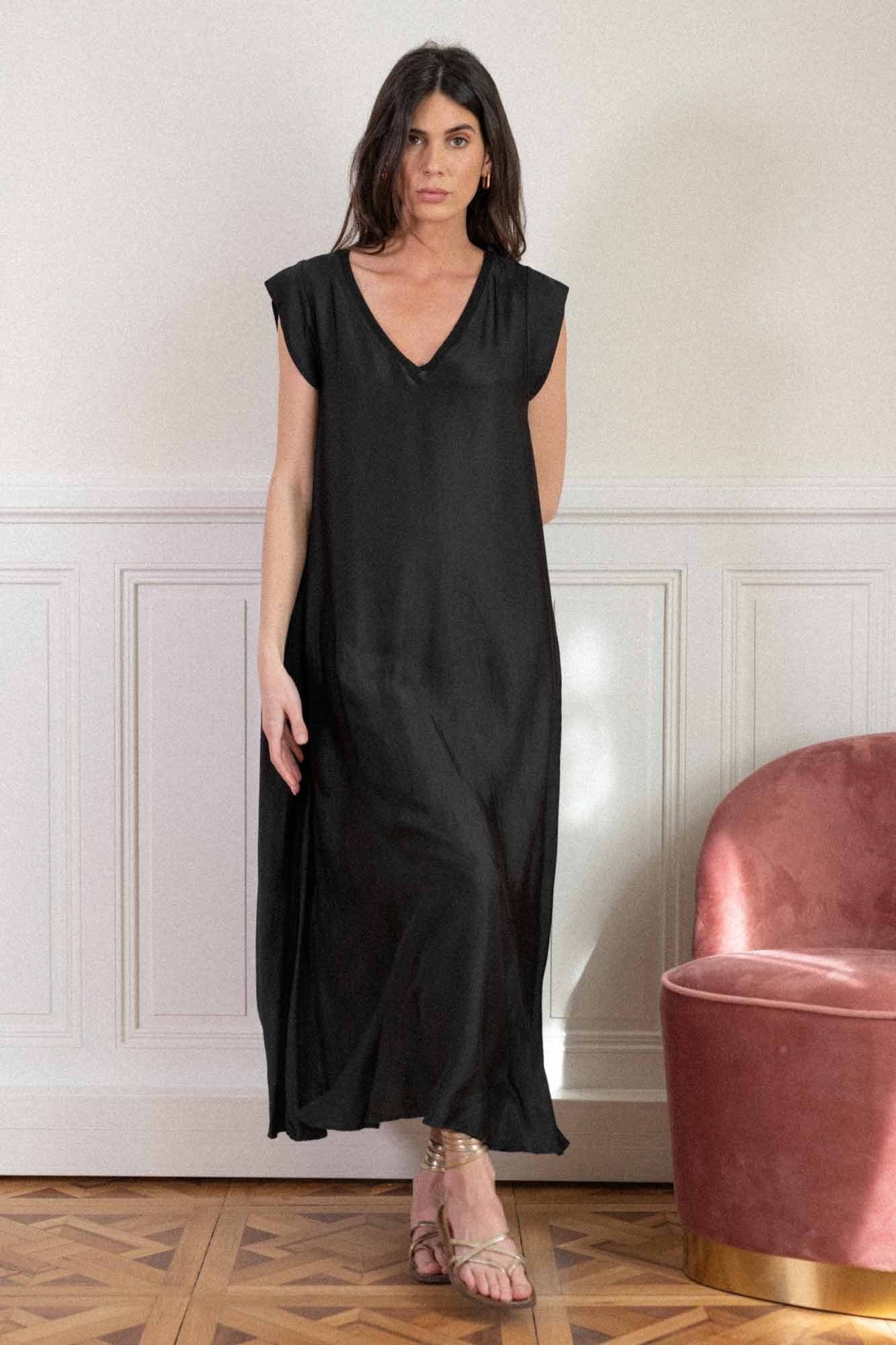 SILVIA BLACK LONG DRESS