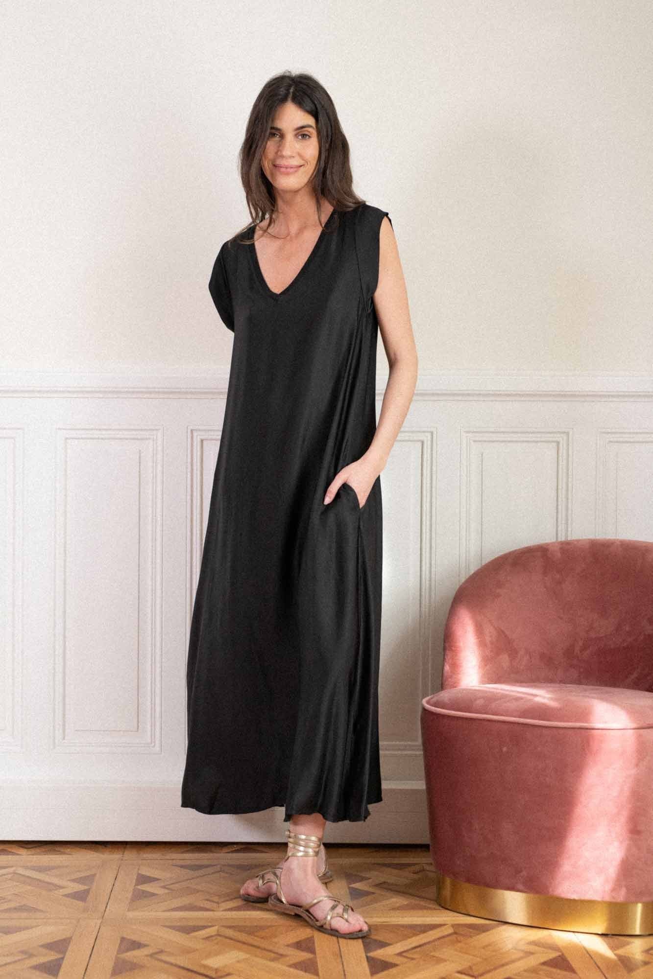 SILVIA BLACK LONG DRESS