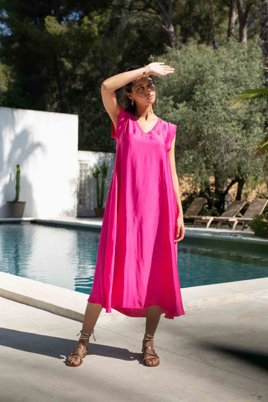 SILVIA FUSHIA LONG DRESS