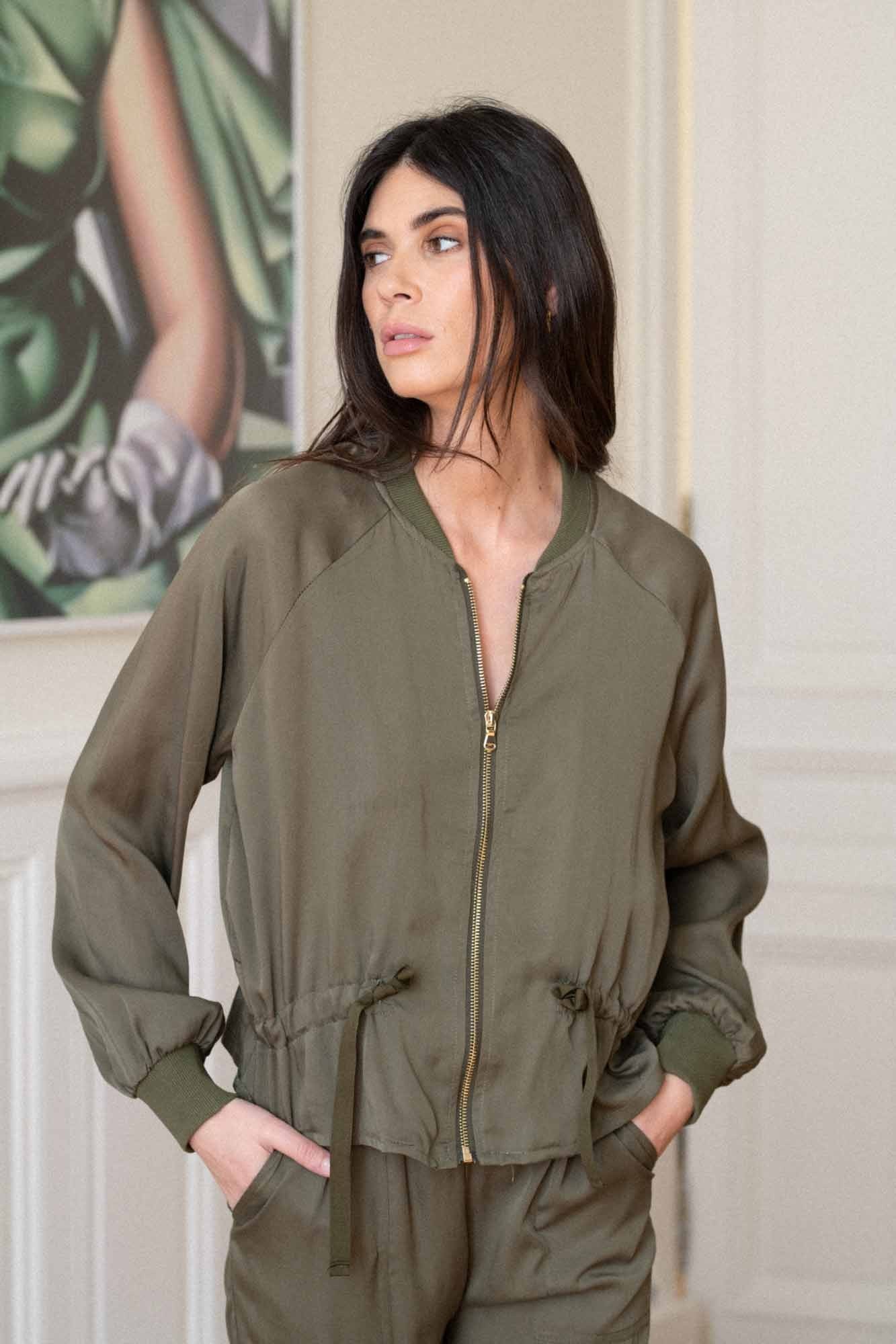 MADALENA KHAKI BOMBERS JACKET