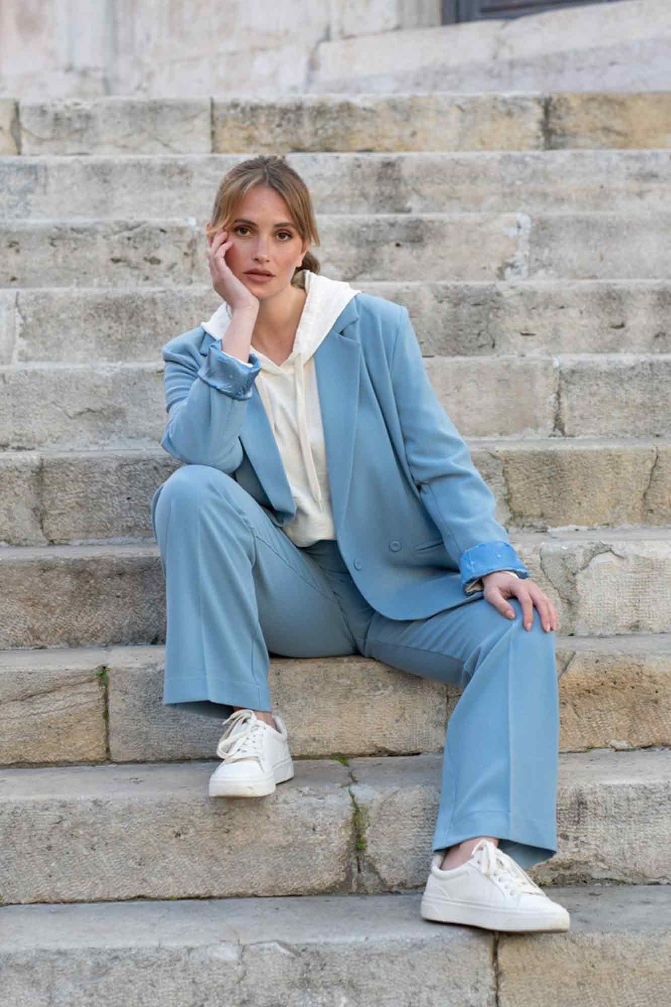 VESTE CÉLIA OVERSIZE BLEU PERLE